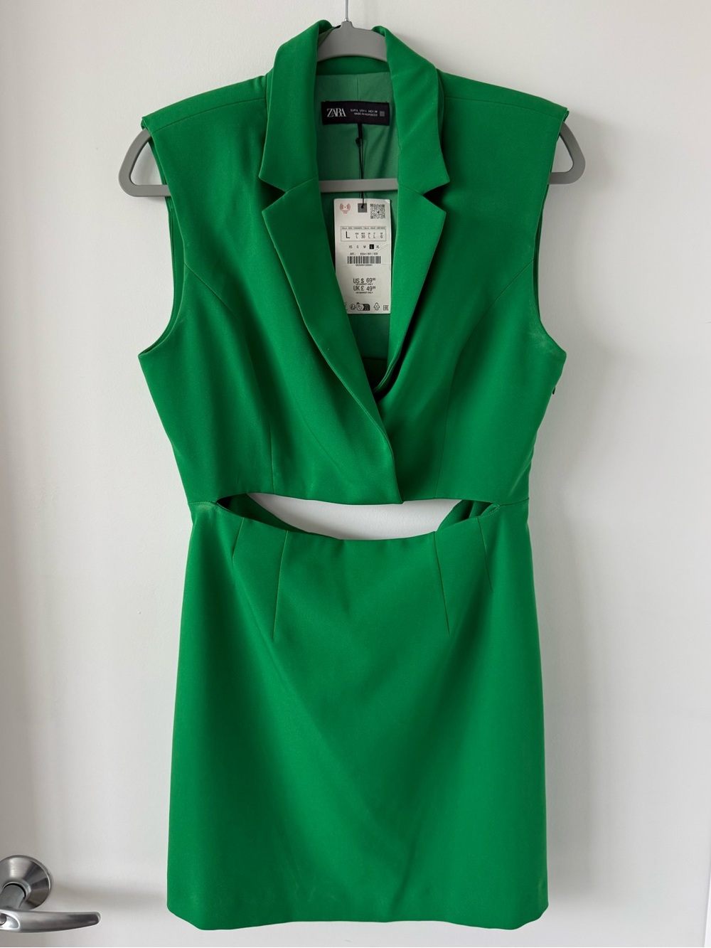 Zara Emerald Sleeveless Cutout Mini Dress NWT